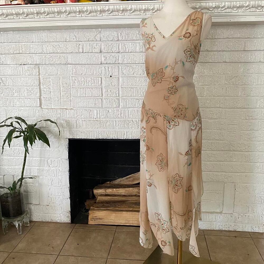 vintage floral asymmetrical dress